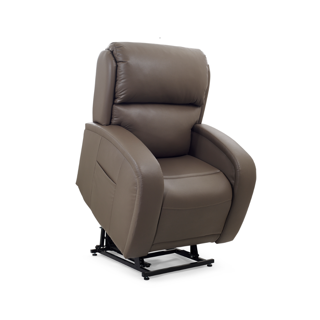 Golden Tech EZ Sleeper Assisted Lift Recliner with Twilight & Power Lumbar - Iron in lifted position